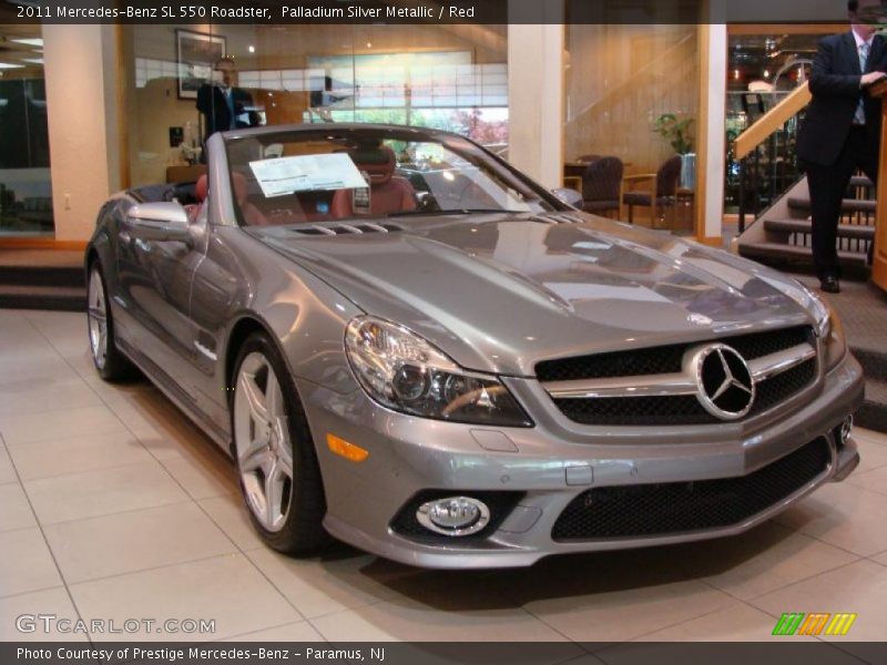 Palladium Silver Metallic / Red 2011 Mercedes-Benz SL 550 Roadster