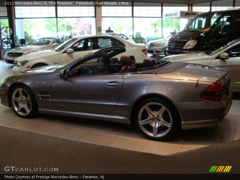 Palladium Silver Metallic / Red 2011 Mercedes-Benz SL 550 Roadster