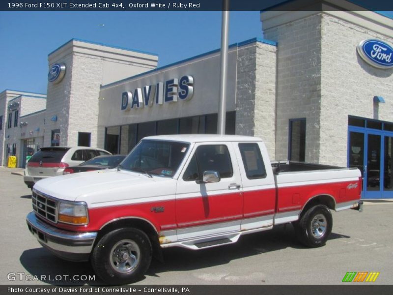 Oxford White / Ruby Red 1996 Ford F150 XLT Extended Cab 4x4
