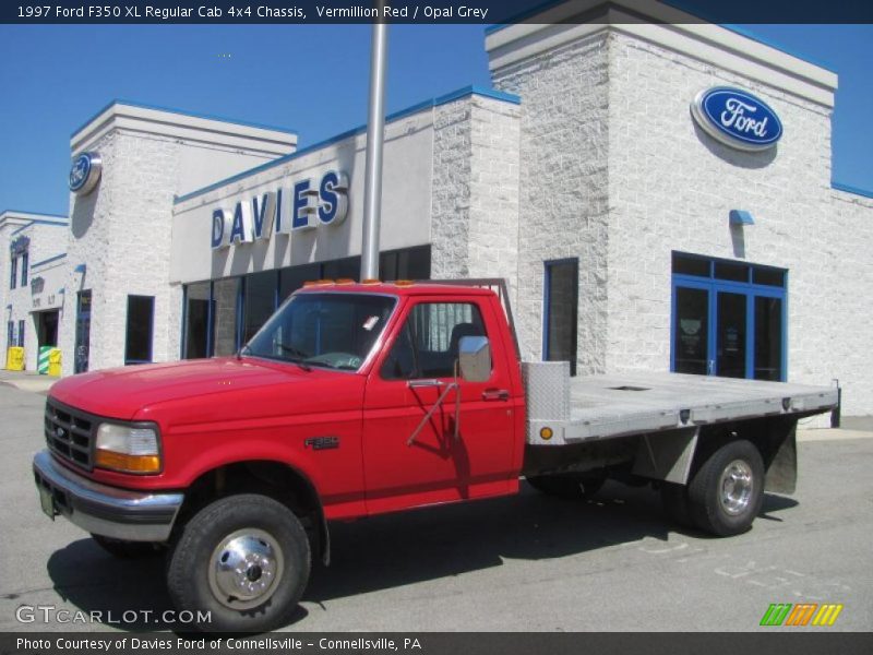 Vermillion Red / Opal Grey 1997 Ford F350 XL Regular Cab 4x4 Chassis