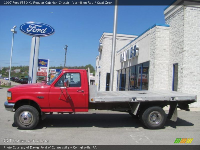Vermillion Red / Opal Grey 1997 Ford F350 XL Regular Cab 4x4 Chassis
