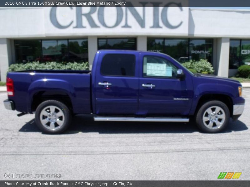 Laser Blue Metallic / Ebony 2010 GMC Sierra 1500 SLE Crew Cab
