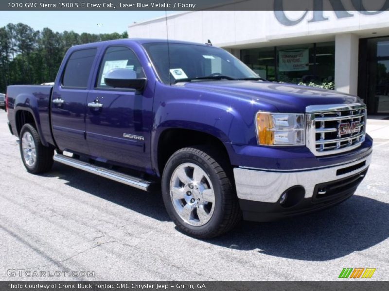 Laser Blue Metallic / Ebony 2010 GMC Sierra 1500 SLE Crew Cab