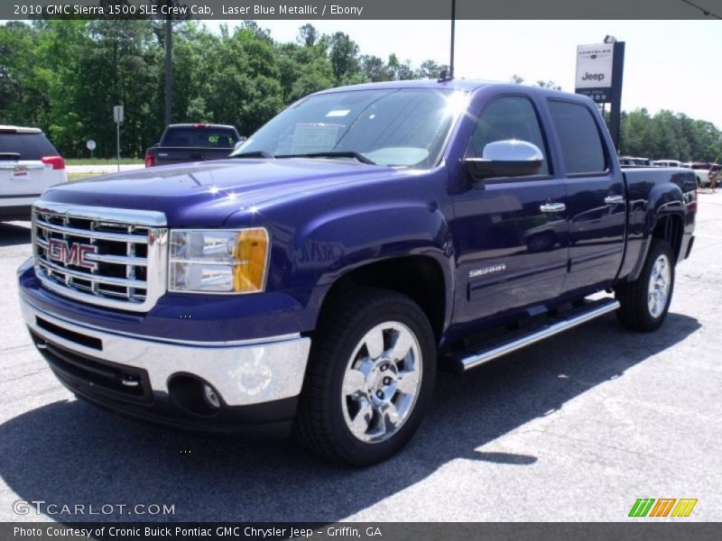 Laser Blue Metallic / Ebony 2010 GMC Sierra 1500 SLE Crew Cab