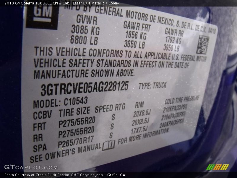 Laser Blue Metallic / Ebony 2010 GMC Sierra 1500 SLE Crew Cab