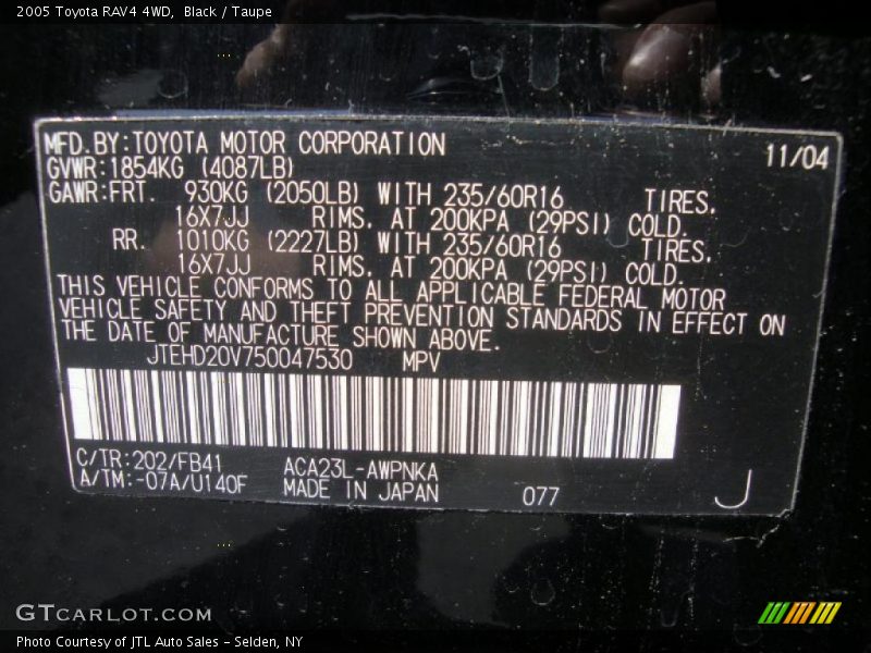 Black / Taupe 2005 Toyota RAV4 4WD