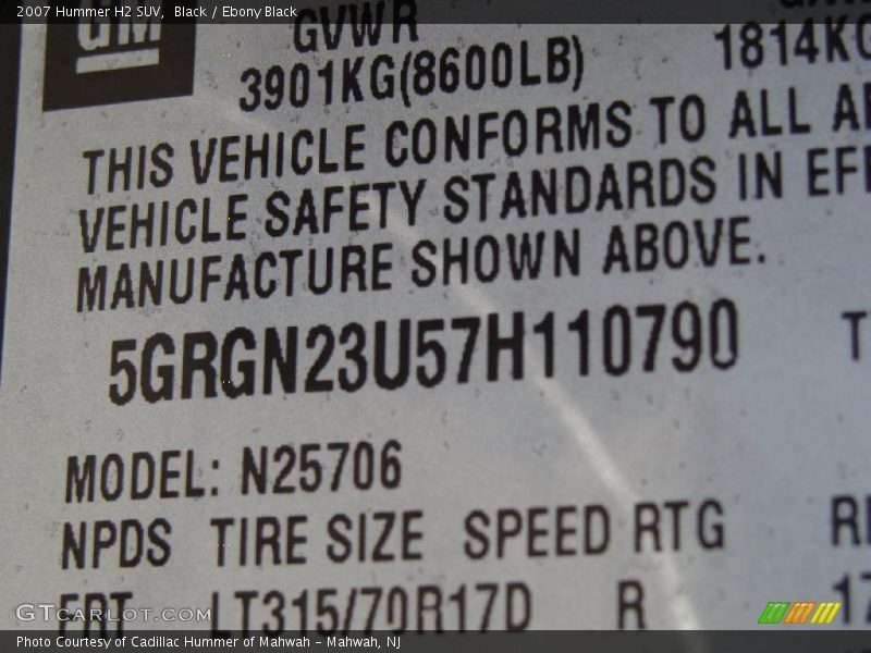 Black / Ebony Black 2007 Hummer H2 SUV