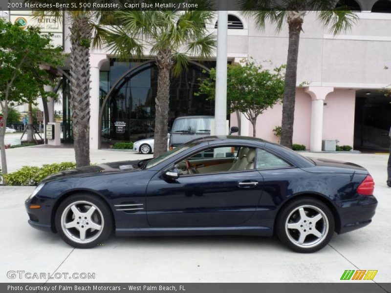 Capri Blue Metallic / Stone 2003 Mercedes-Benz SL 500 Roadster