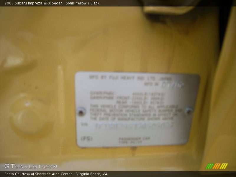 Sonic Yellow / Black 2003 Subaru Impreza WRX Sedan
