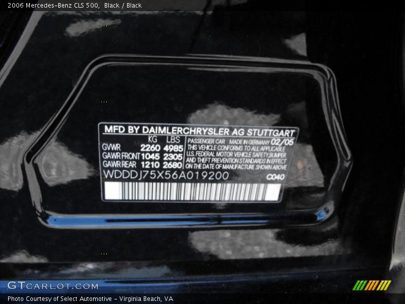 Black / Black 2006 Mercedes-Benz CLS 500