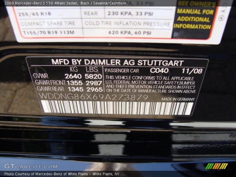Black / Savanna/Cashmere 2009 Mercedes-Benz S 550 4Matic Sedan