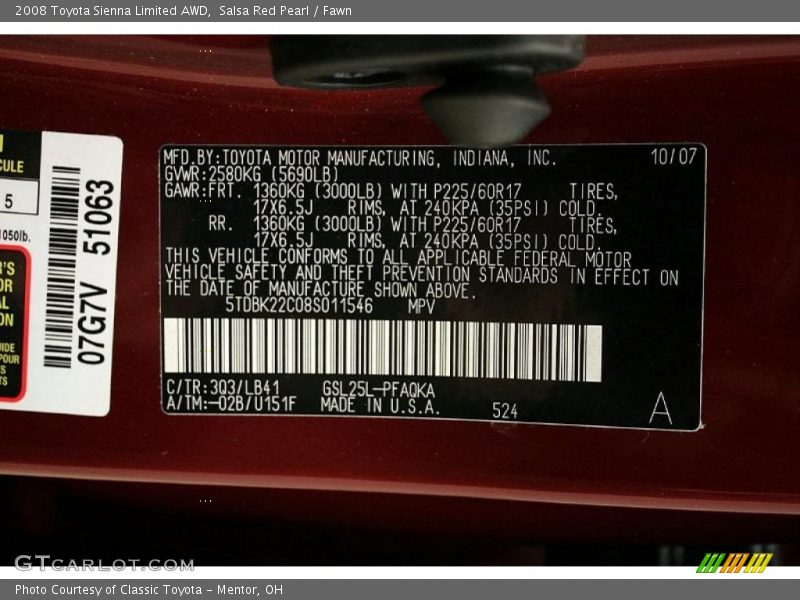Salsa Red Pearl / Fawn 2008 Toyota Sienna Limited AWD