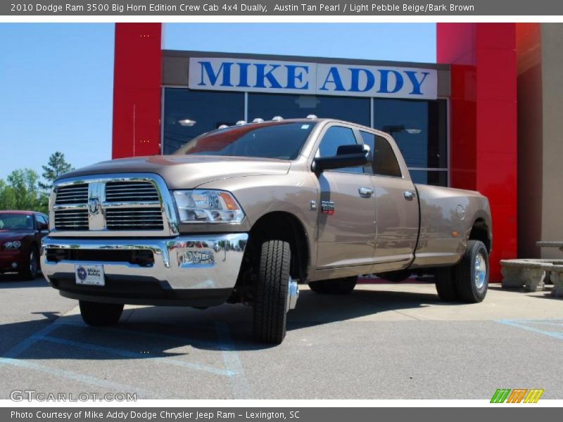 Austin Tan Pearl / Light Pebble Beige/Bark Brown 2010 Dodge Ram 3500 Big Horn Edition Crew Cab 4x4 Dually