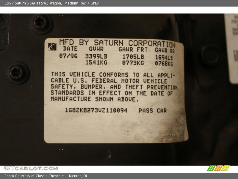 Medium Red / Gray 1997 Saturn S Series SW2 Wagon