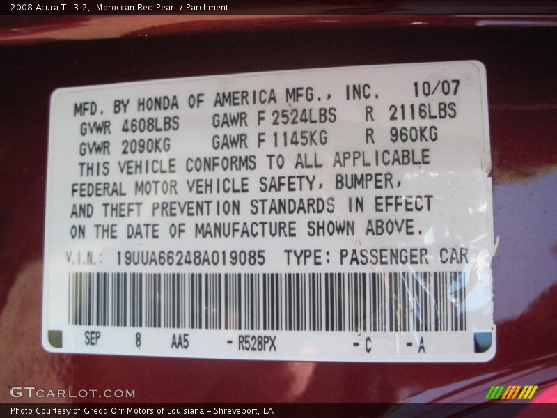 Moroccan Red Pearl / Parchment 2008 Acura TL 3.2