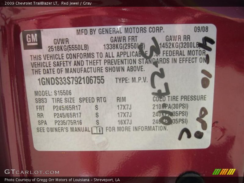 Red Jewel / Gray 2009 Chevrolet TrailBlazer LT