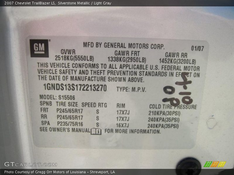 Silverstone Metallic / Light Gray 2007 Chevrolet TrailBlazer LS
