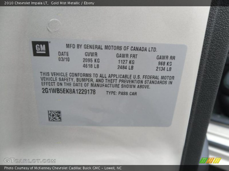 Gold Mist Metallic / Ebony 2010 Chevrolet Impala LT