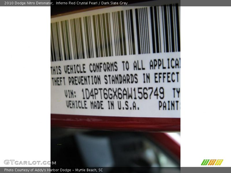 Inferno Red Crystal Pearl / Dark Slate Gray 2010 Dodge Nitro Detonator
