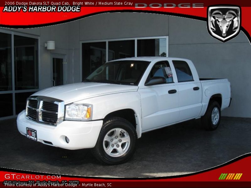 Bright White / Medium Slate Gray 2006 Dodge Dakota SLT Quad Cab