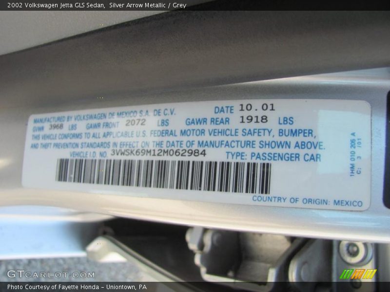 Silver Arrow Metallic / Grey 2002 Volkswagen Jetta GLS Sedan