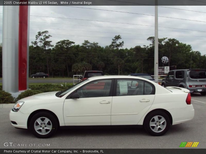 White / Neutral Beige 2005 Chevrolet Malibu LS V6 Sedan