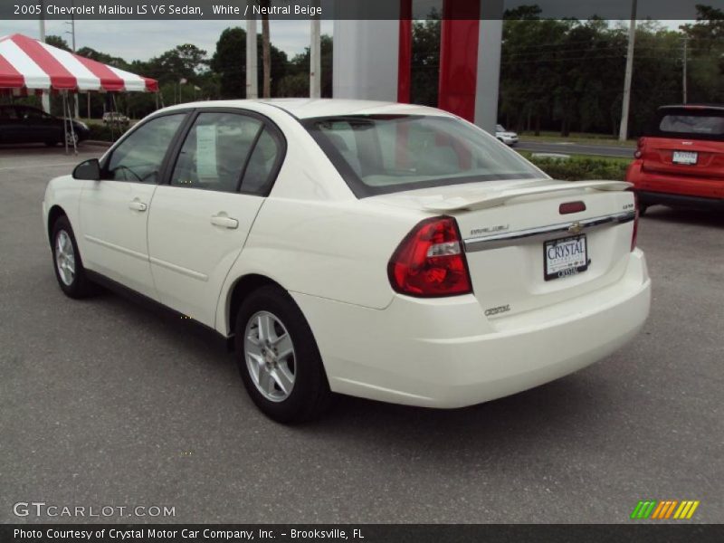 White / Neutral Beige 2005 Chevrolet Malibu LS V6 Sedan