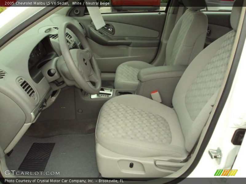 White / Neutral Beige 2005 Chevrolet Malibu LS V6 Sedan