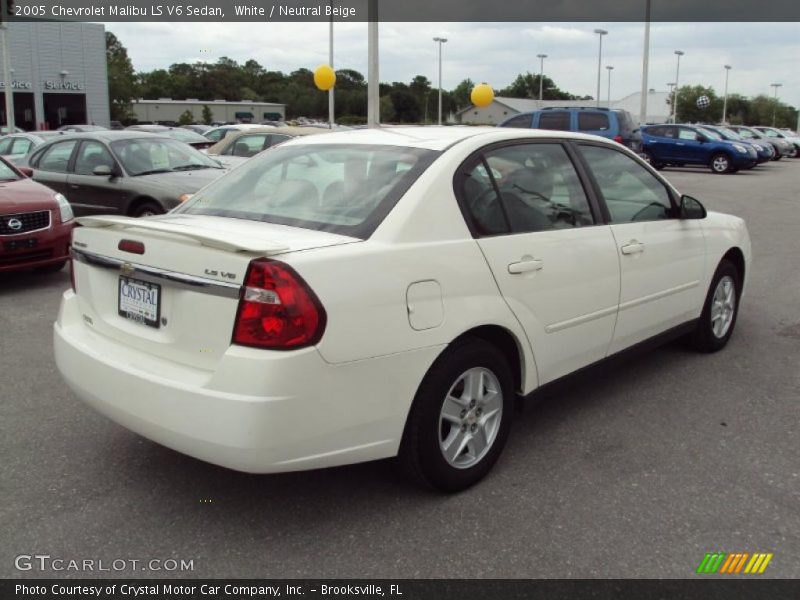White / Neutral Beige 2005 Chevrolet Malibu LS V6 Sedan