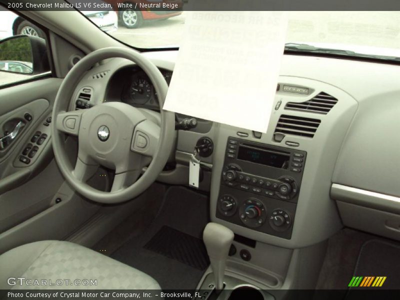 White / Neutral Beige 2005 Chevrolet Malibu LS V6 Sedan