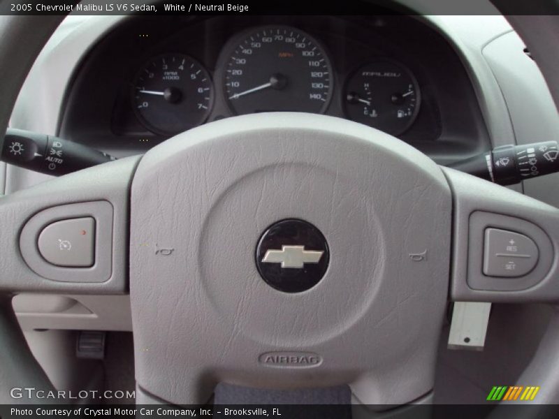 White / Neutral Beige 2005 Chevrolet Malibu LS V6 Sedan
