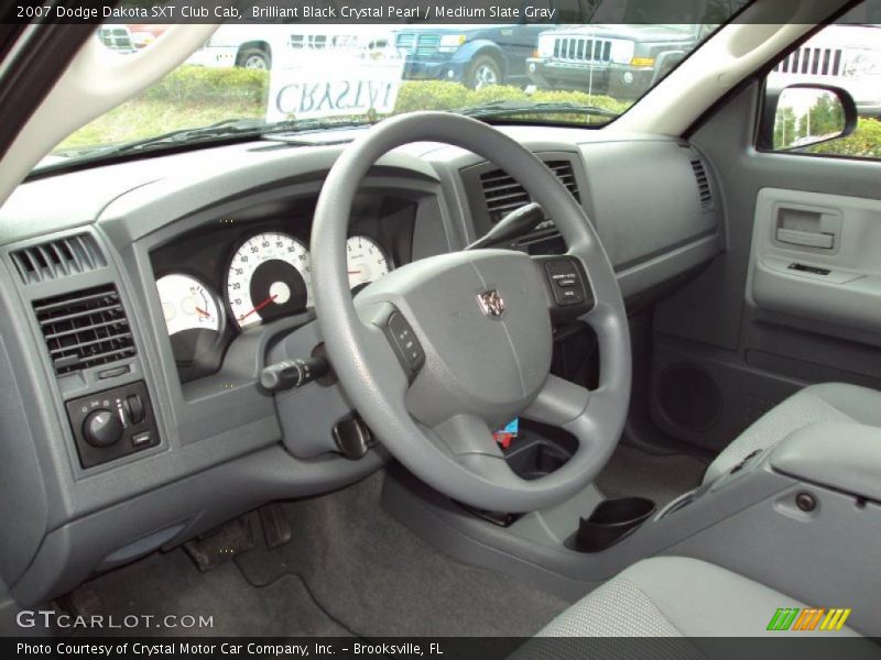 Brilliant Black Crystal Pearl / Medium Slate Gray 2007 Dodge Dakota SXT Club Cab