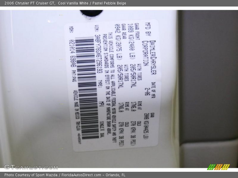 Cool Vanilla White / Pastel Pebble Beige 2006 Chrysler PT Cruiser GT