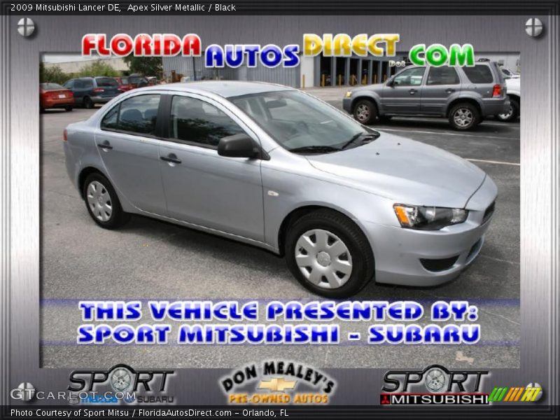 Apex Silver Metallic / Black 2009 Mitsubishi Lancer DE