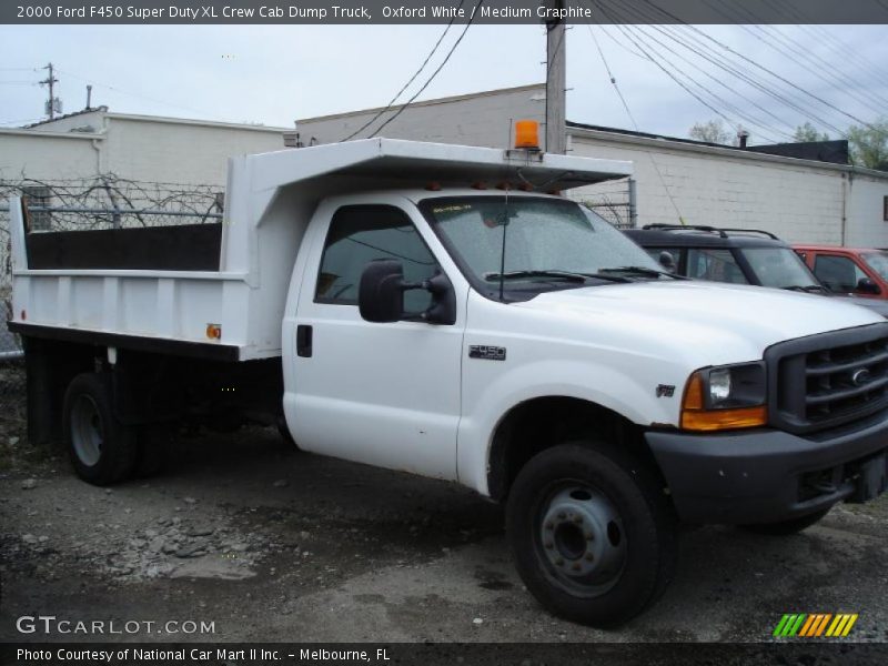 Oxford White / Medium Graphite 2000 Ford F450 Super Duty XL Crew Cab Dump Truck