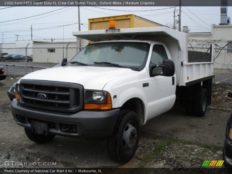 Oxford White / Medium Graphite 2000 Ford F450 Super Duty XL Crew Cab Dump Truck