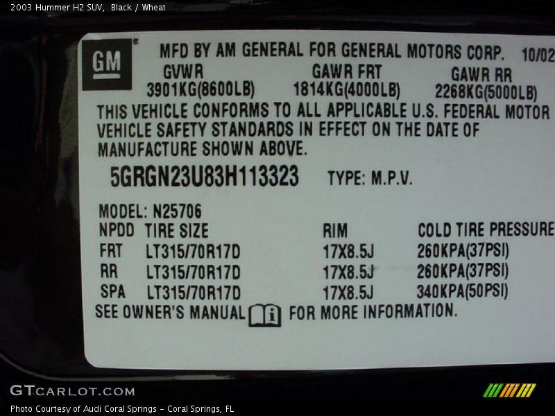 Black / Wheat 2003 Hummer H2 SUV