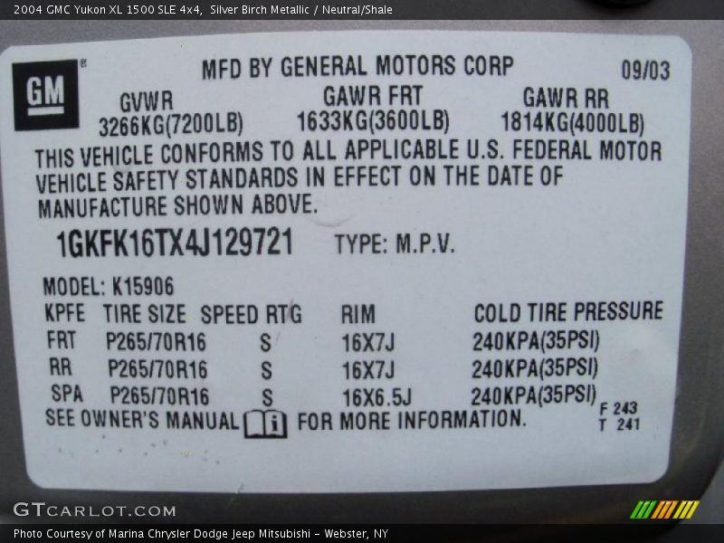 Silver Birch Metallic / Neutral/Shale 2004 GMC Yukon XL 1500 SLE 4x4