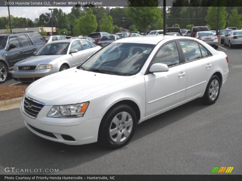 Powder White Pearl / Camel 2009 Hyundai Sonata GLS