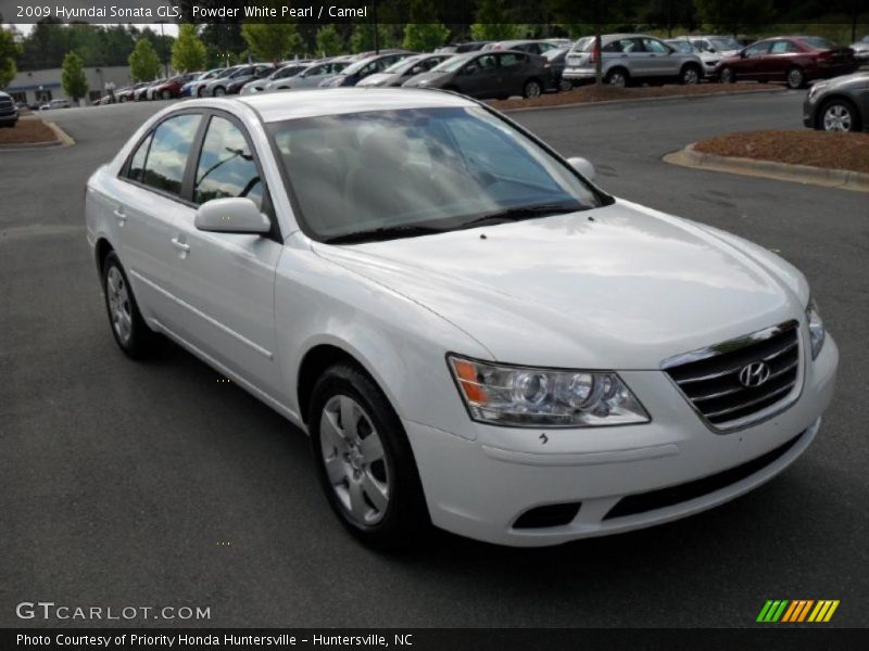 Powder White Pearl / Camel 2009 Hyundai Sonata GLS