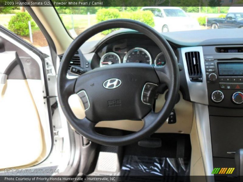 Powder White Pearl / Camel 2009 Hyundai Sonata GLS
