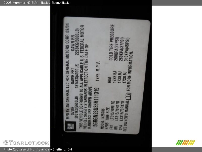 Black / Ebony Black 2005 Hummer H2 SUV