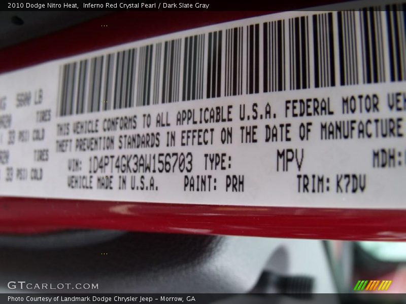 Inferno Red Crystal Pearl / Dark Slate Gray 2010 Dodge Nitro Heat