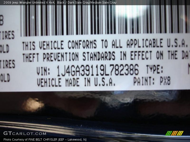 Black / Dark Slate Gray/Medium Slate Gray 2009 Jeep Wrangler Unlimited X 4x4