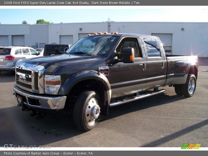 Dark Stone Brown Metallic / Tan 2008 Ford F450 Super Duty Lariat Crew Cab 4x4 Dually
