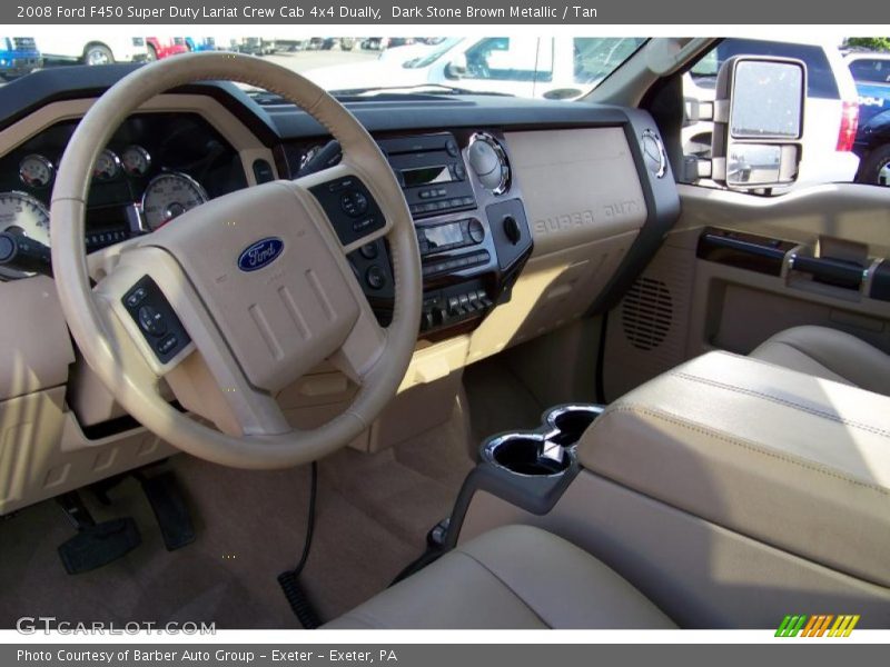 Dark Stone Brown Metallic / Tan 2008 Ford F450 Super Duty Lariat Crew Cab 4x4 Dually
