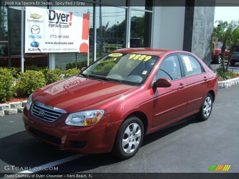 Spicy Red / Gray 2008 Kia Spectra EX Sedan