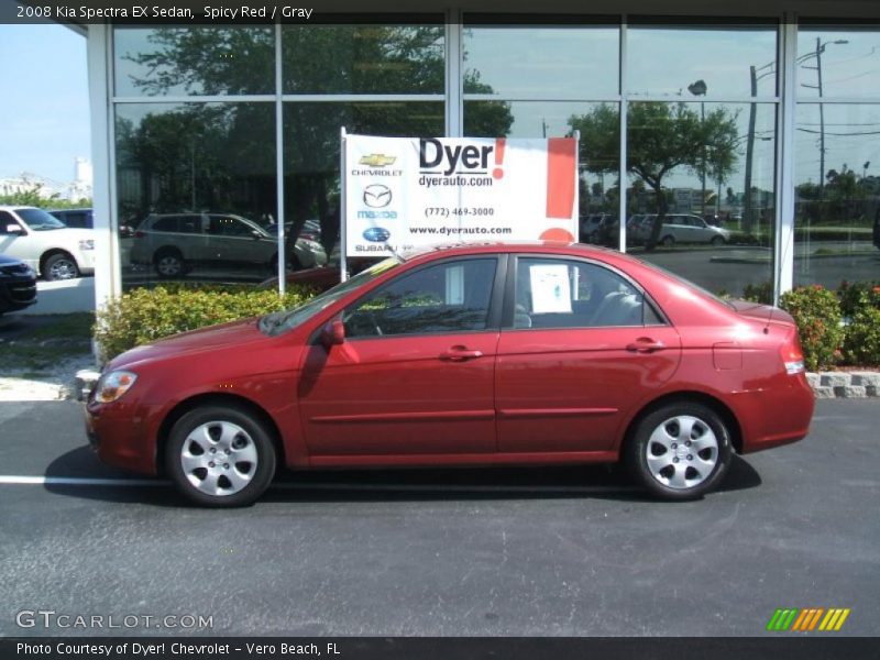Spicy Red / Gray 2008 Kia Spectra EX Sedan