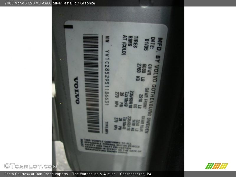 Silver Metallic / Graphite 2005 Volvo XC90 V8 AWD