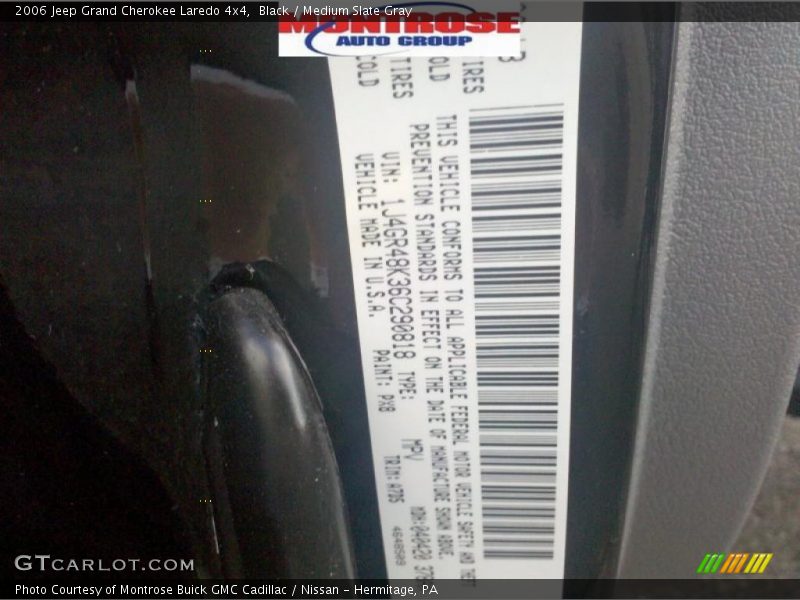 Black / Medium Slate Gray 2006 Jeep Grand Cherokee Laredo 4x4